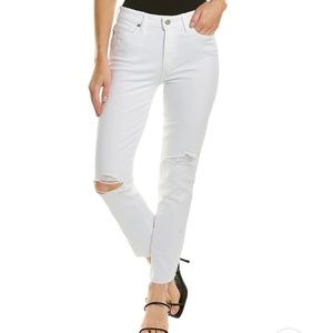 PAIGE White Jeans - Hoxton Crop Raw Hem Destructed
